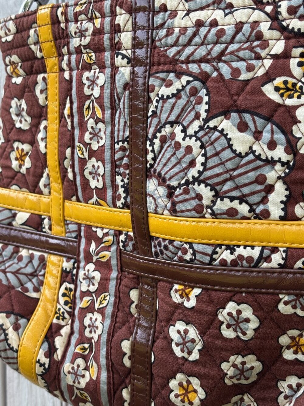Vera Bradley Brown Floral Patchwork Quilted Shoulder Bag | Like New - Picture 2 of 4